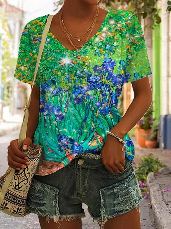 Oil Painting & Space Image Print T-Shirt