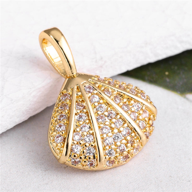 1 Piece Copper Zircon Four Leaf Clover Round Heart Shape Pendant Jewelry Accessories