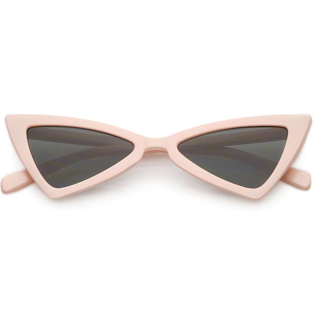 Women's Thin Extreme Cat Eye glasses Neutral Colored Flat Lens 51mm