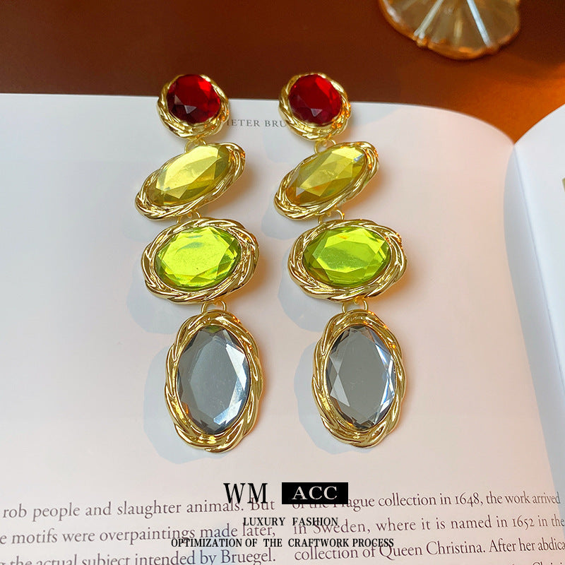 Medieval Ellipse Geometric Alloy Electroplating Earrings