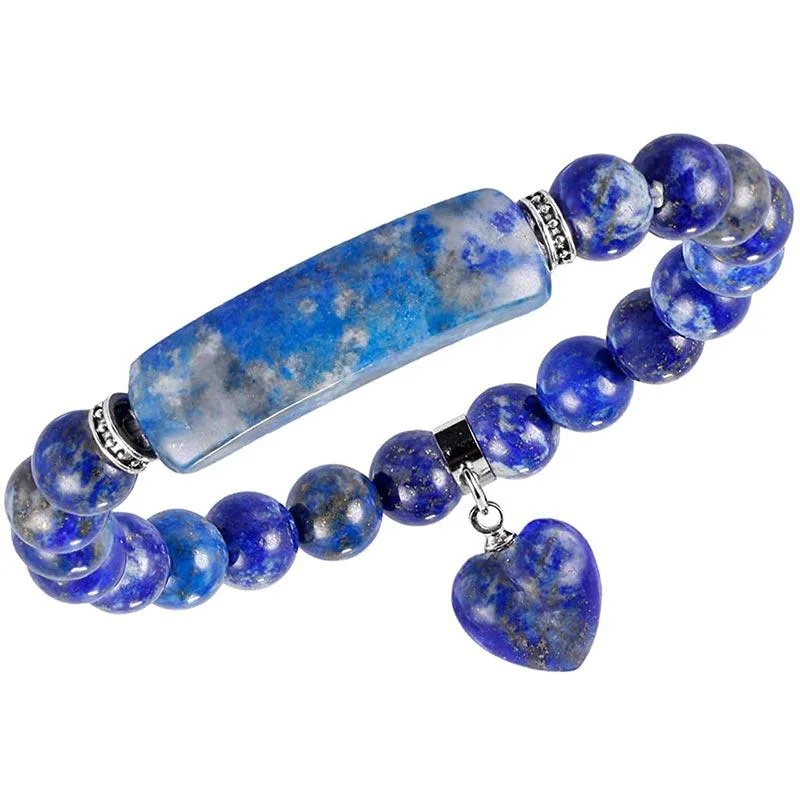 Natural Quartz Love Heart Healing Beads Bracelet