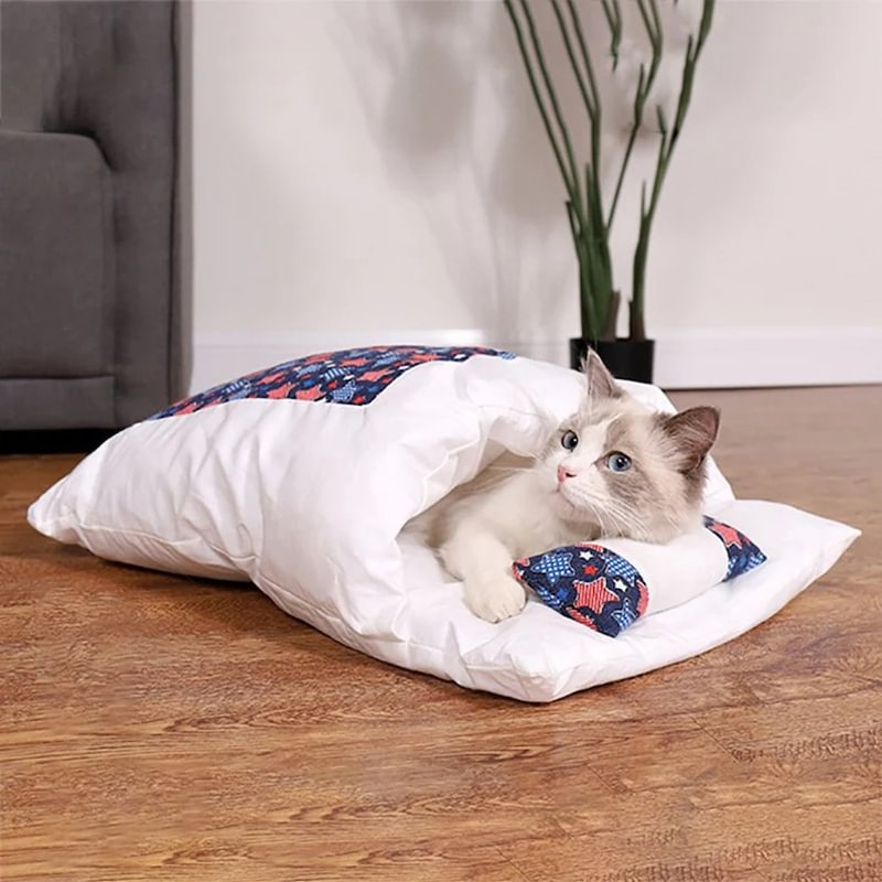 Japanese Style Pet Bed Removable Cat Pillow Bed