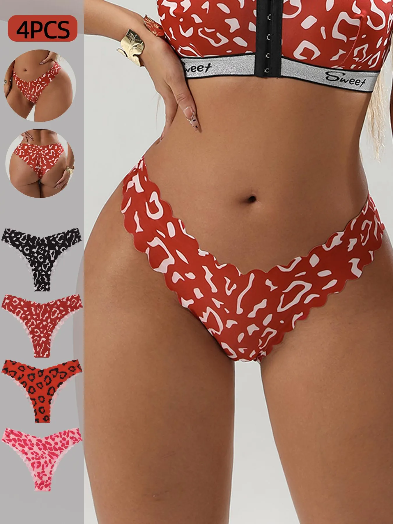 Women's Leopard Print Triangle Briefs, Fashion Breathable Underwear, Seamless Comfortable Breathable Underwear, Bohemian Style, All Seasons, Fitted Casual, Breathable Seamless Panties, Leopard Print Panty