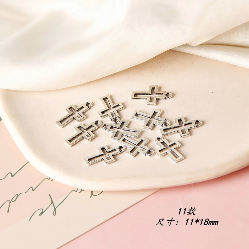 10 PCS/Package 8 * 20mm Alloy Cross Polished Pendant Jewelry Accessories