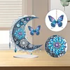 (US Local)Double Sided Acrylic Special Shape Moon Butterfly Diamond Painting Desktop Ornaments Kit