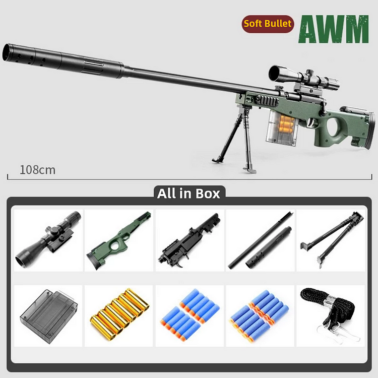 ToyTime AWM Simulation Sniper Rifle EVA Soft Bullet Manual Toy Gun Airsoft Pneumatic Shotgun Gun Weapon Armas Blaster For Adults Boys CS Toy