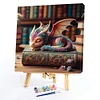 (US Local)Paint By Numbers Kit On Canvas DIY Oil Art Little Dragon Sleep On Book 40x40cm