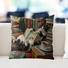 Cat Reading Time-Stamped Cross Stitch Pillow Cover Kit 11CT 3-Strand DIY Embroidery 45x45cm with Zipper tapestrymarket