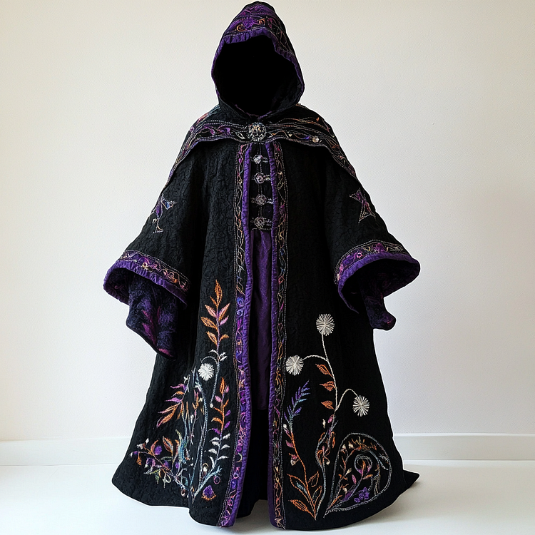 Ethnic print hooded cape robe 4dd7