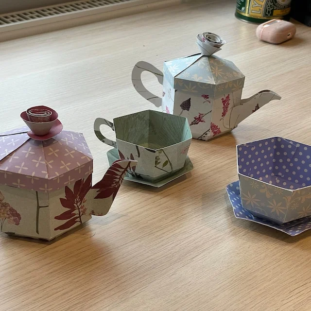 Teapot Favour Box Template SetWith Instructions
