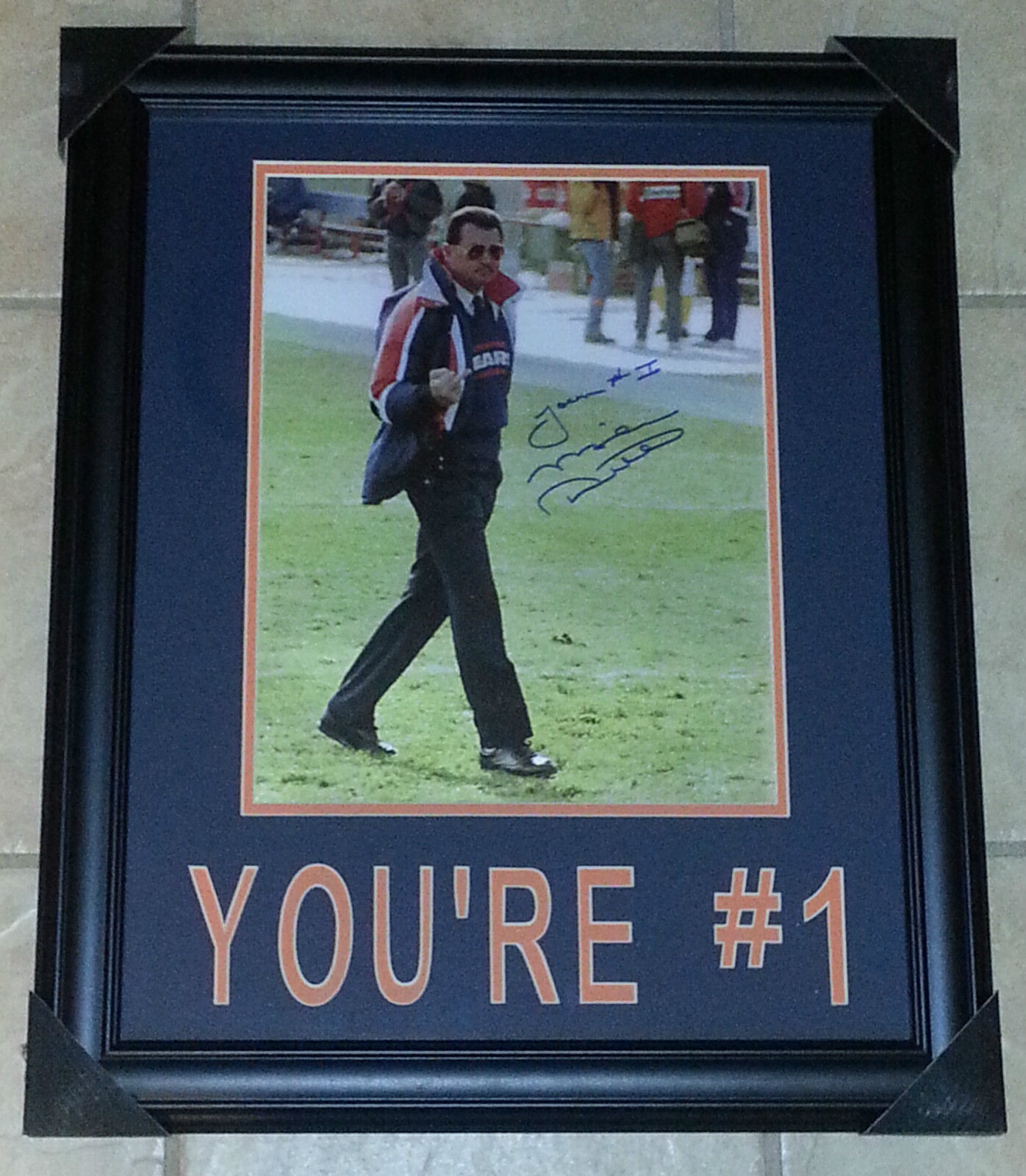 MIKE DITKA 'CHICAGO BEARS' YOU'RE # 1 SIGNED 11X14 Photo Poster painting-MATTED & FRAMED *COA 2