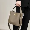 Elegant Plain Color Leather Women's Shoulder Bag
