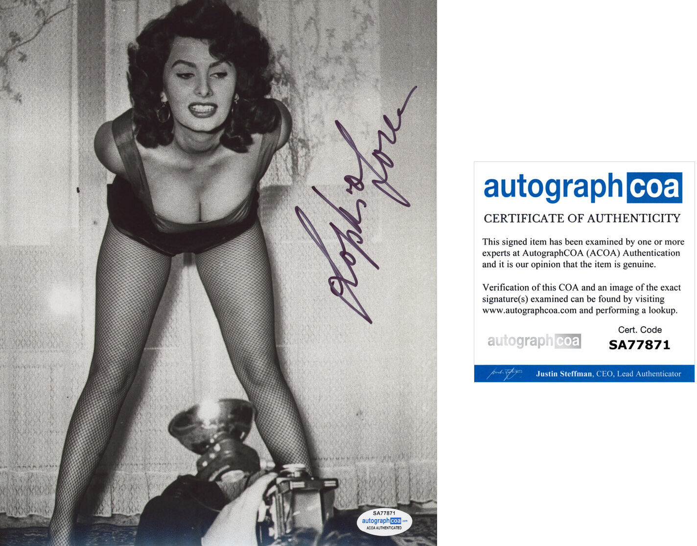 SOPHIA LOREN signed Autographed 8X10 Photo Poster painting f TWO WOMEN Hot SEXY Actress ACOA COA