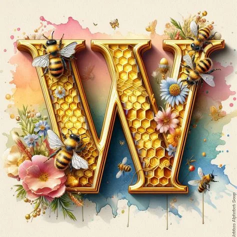 Diamond Painting - Full Round Drill - Bee Alphabet(Canvas|30*30cm)