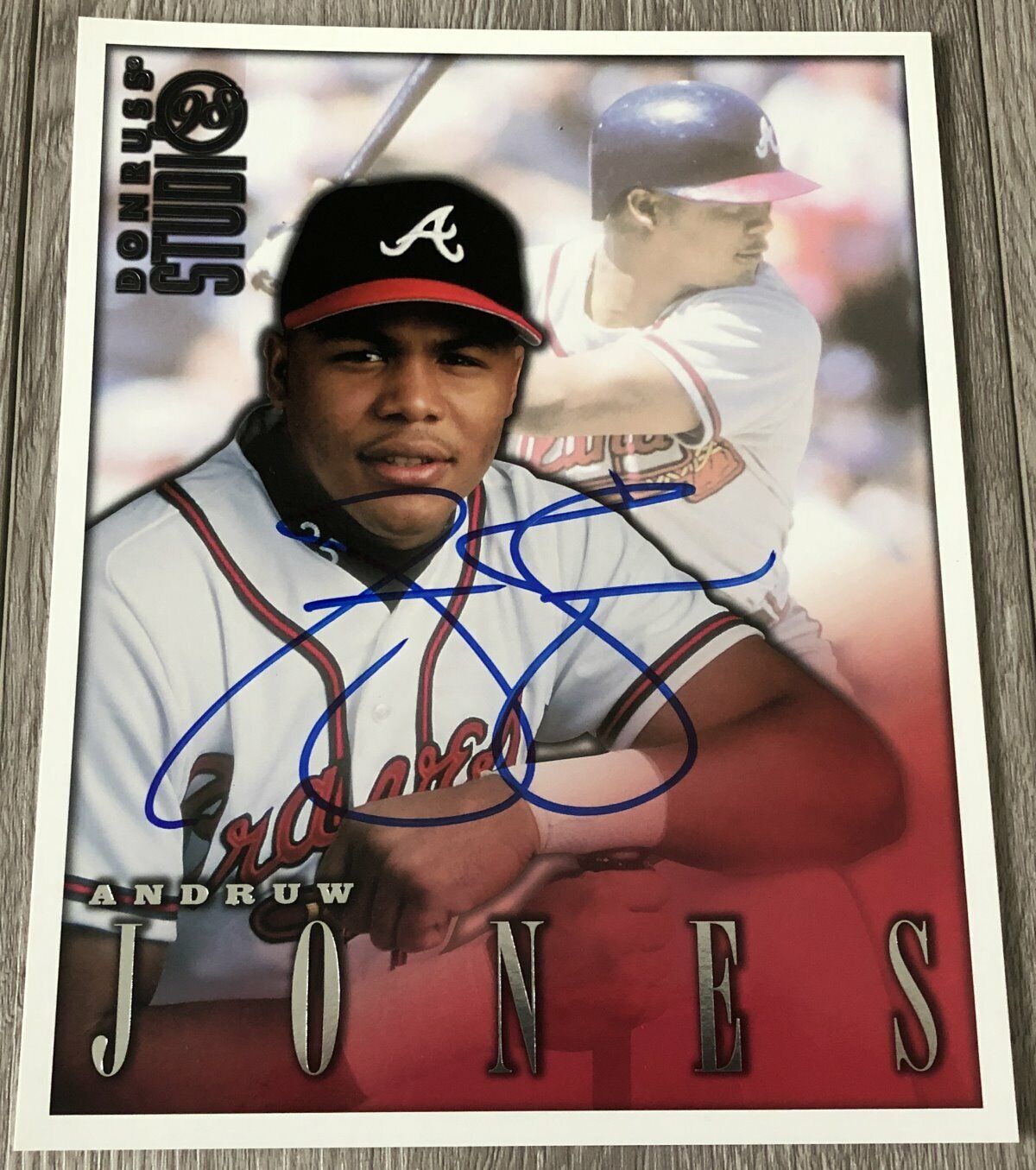 ANDRUW JONES SIGNED AUTOGRAPH ATLANTA BRAVES 1998 DONRUSS STUDIO 8x10 Photo Poster painting