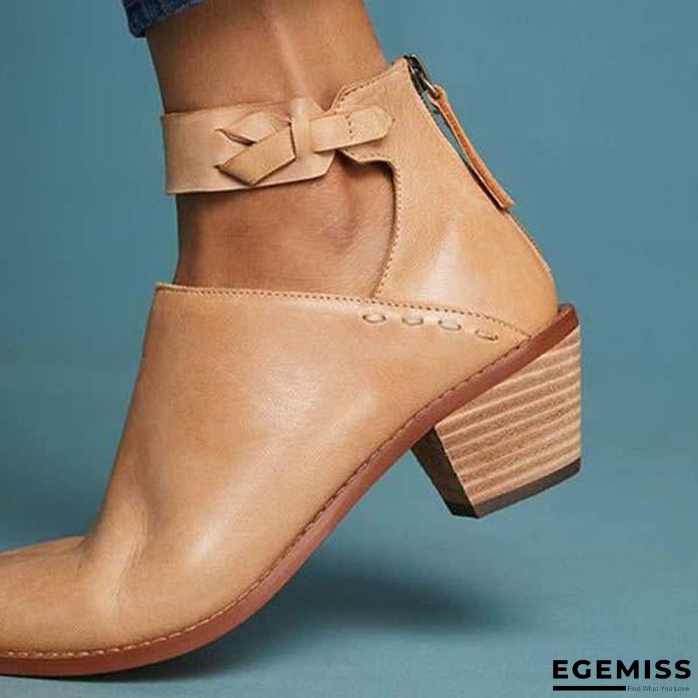 Chunky Heel Zipper Breathable Comfortable Shoes | EGEMISS
