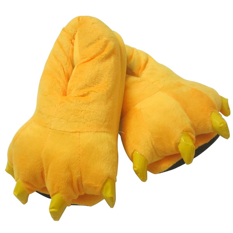 Unisex Animal Pikachu yellow cosplay Kigurumi fleece slippers shoes-Pajamasbuy