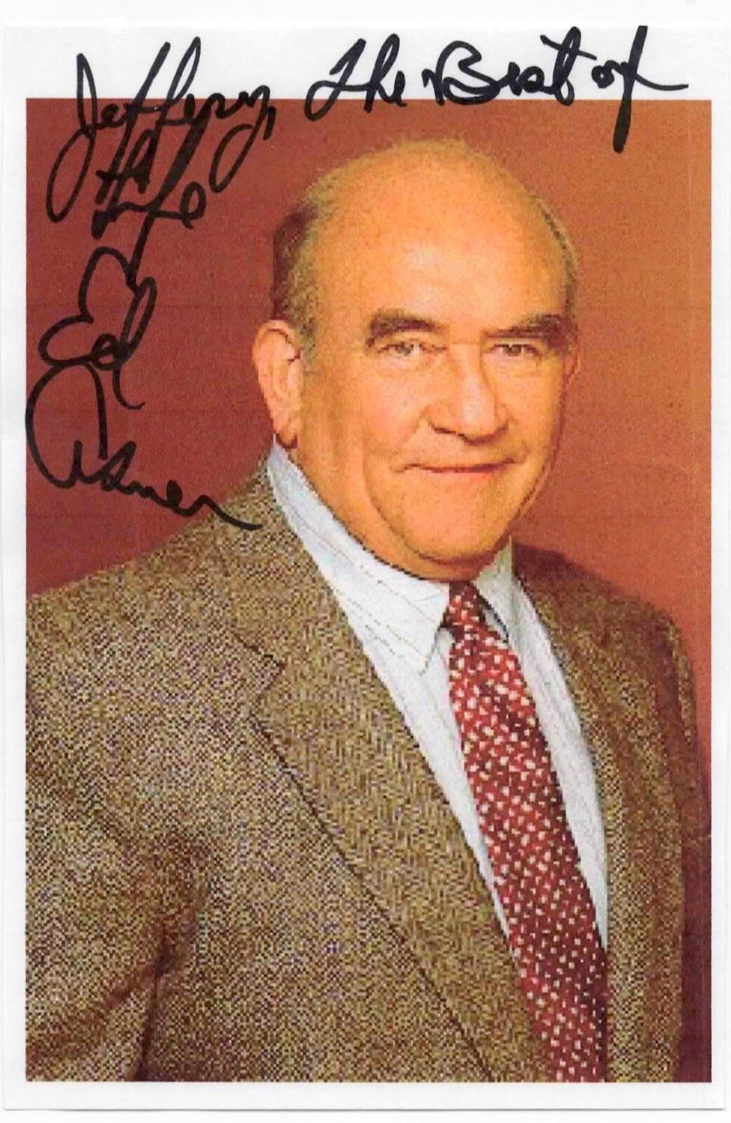 Ed Asner from UP, Mary Tyler Moore Show Original Autographed 4 x 6 in. Paper