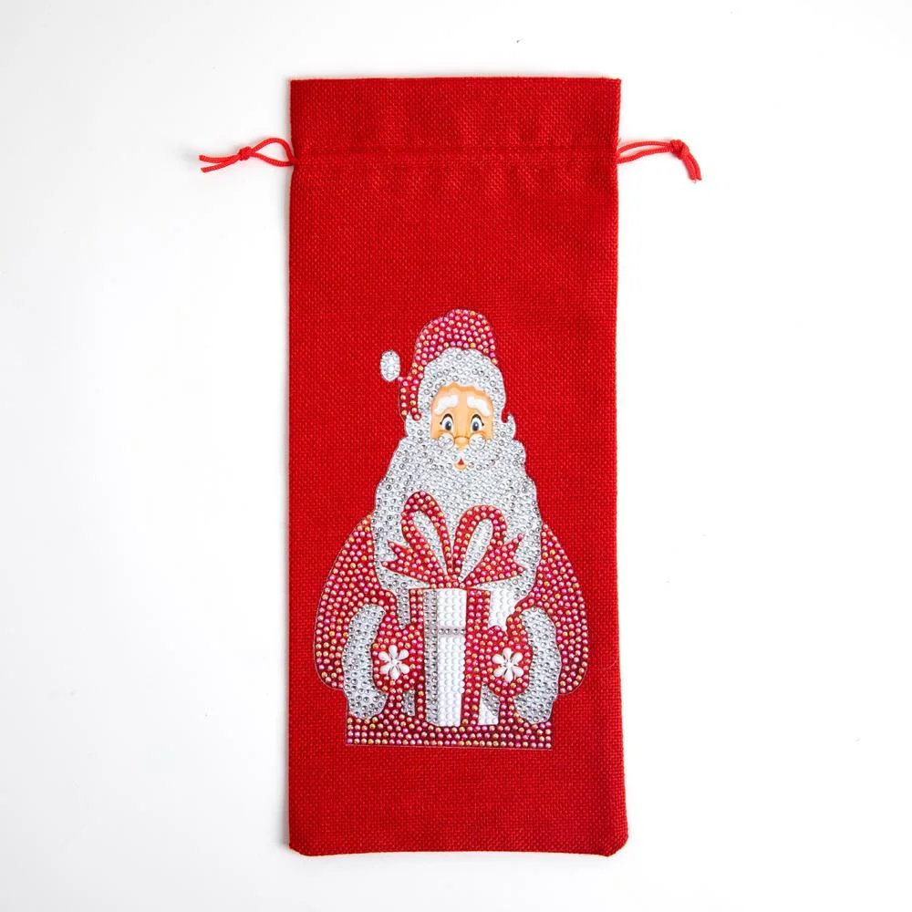 DIY Diamond Painting Xmas Wine Bottle Bag - Santa Claus