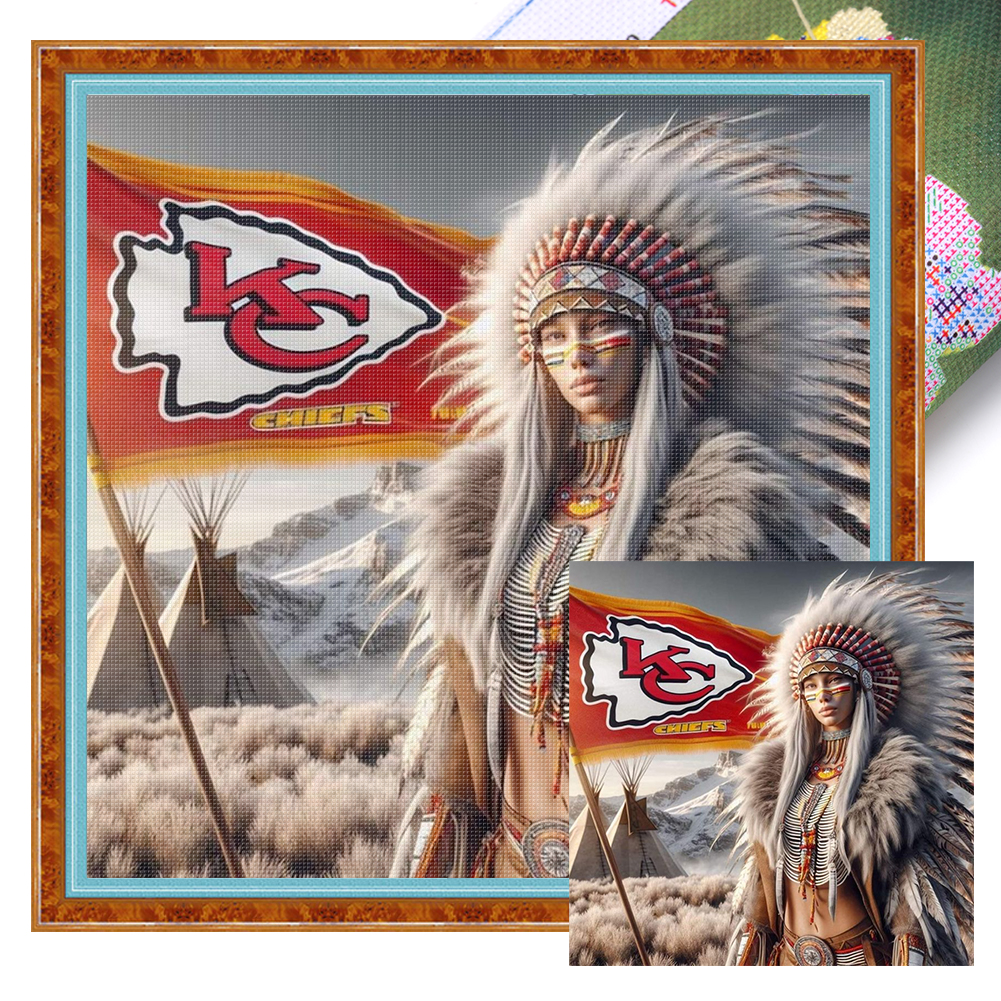 Indians Full 11CT Pre-stamped Canvas(45*45cm) Cross Stitch