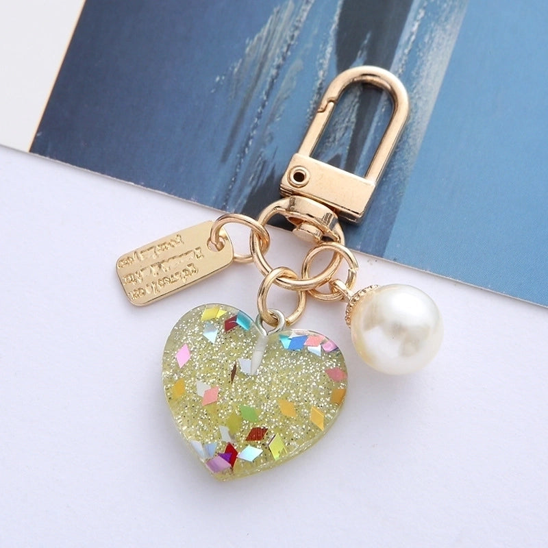 Cute Heart Shape Resin Metal Unisex Bag Pendant Keychain