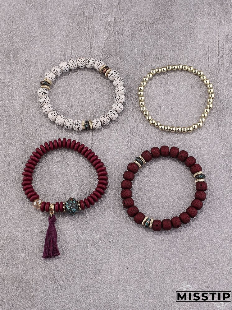 4pcs Tassel Decor Braided Bracelet