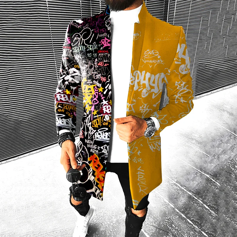 Fashion Street Graffiti Print Coat