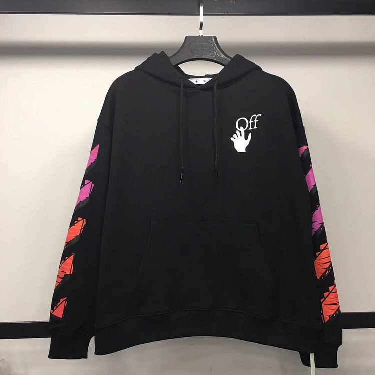 Off White Hoodie Early Spring Pink Gradient Arrow Hooded Sweater for Men and Women