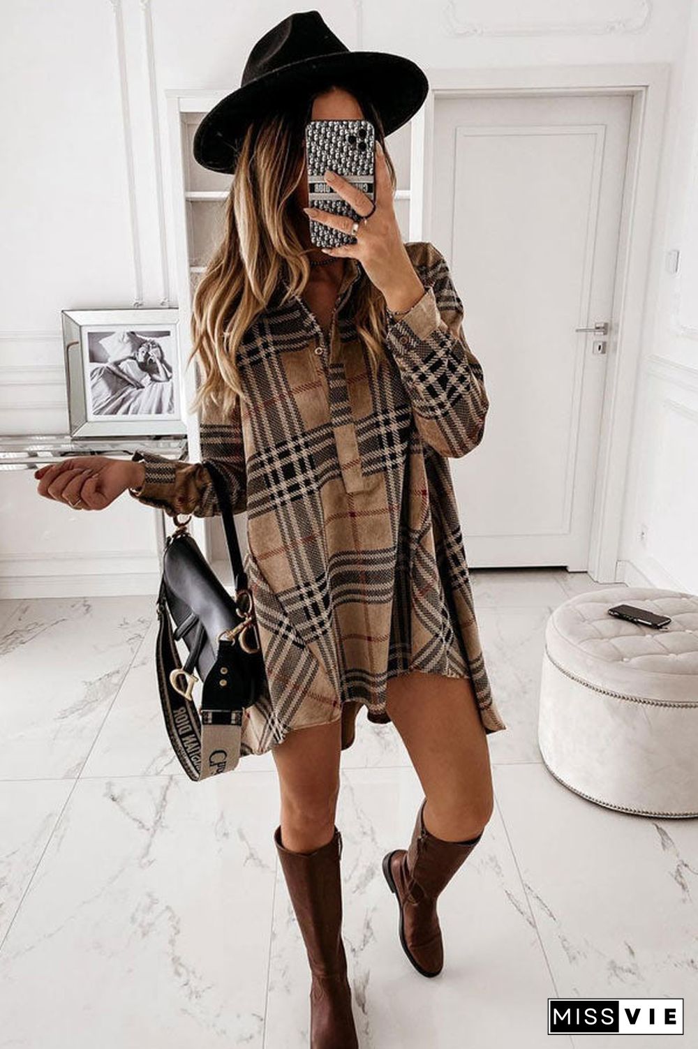 Fashion Loose Lapel Shirt Dress