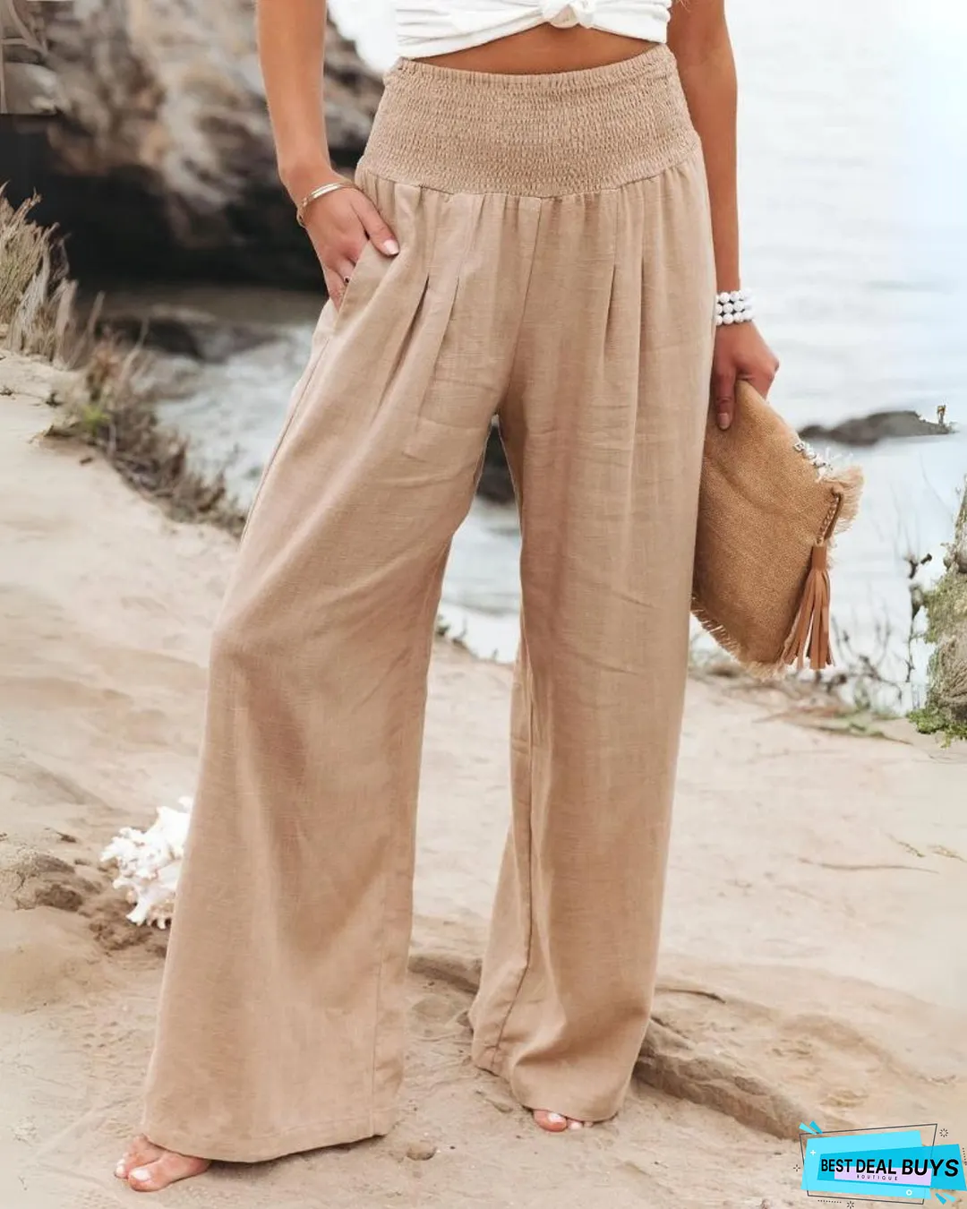 Ubud -High waist cotton linen pants