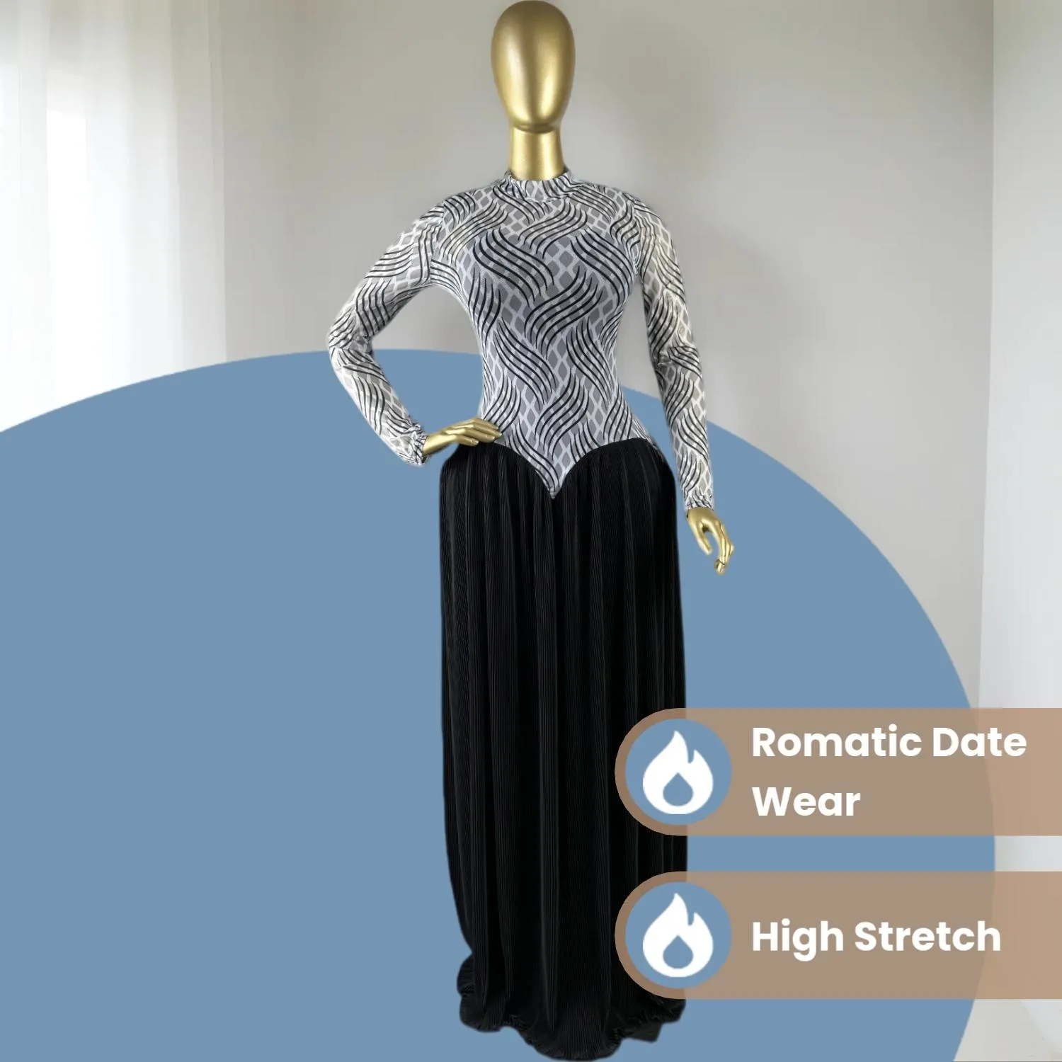 PULKRITU Women's Round Neck Long Sleeve A-Line Striped Print Big Swing Dress Womenswear, Spring Romantic Date Party Outfit , Elegant Sexy Formal Wear Party Evening Dress, Vacation Long Lady Skirts,Maxi Dress with Tank Dress 2 Pcs Sets PULKRITU Women's Round Neck Long Sleeve A-Line Striped Print Big Swing Dress Womenswear, Spring Romantic Date Party Outfit , Elegant Sexy Formal Wear Party Evening Dress, Vacation Long Lady Skirts,Maxi Dress with Tank Dress 2 Pcs Sets