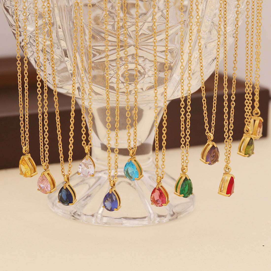 12 Birthday Pendant Necklace Fashion Color Drop Necklace Clavicle Chain N1476