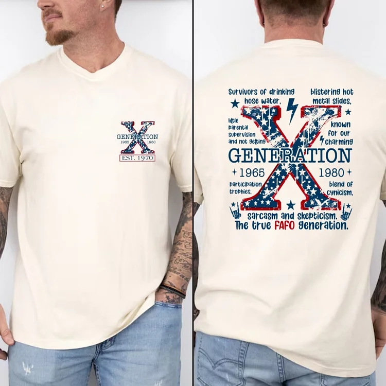 Custom Gen X T-Shirt, Star Design EST T-Shirt