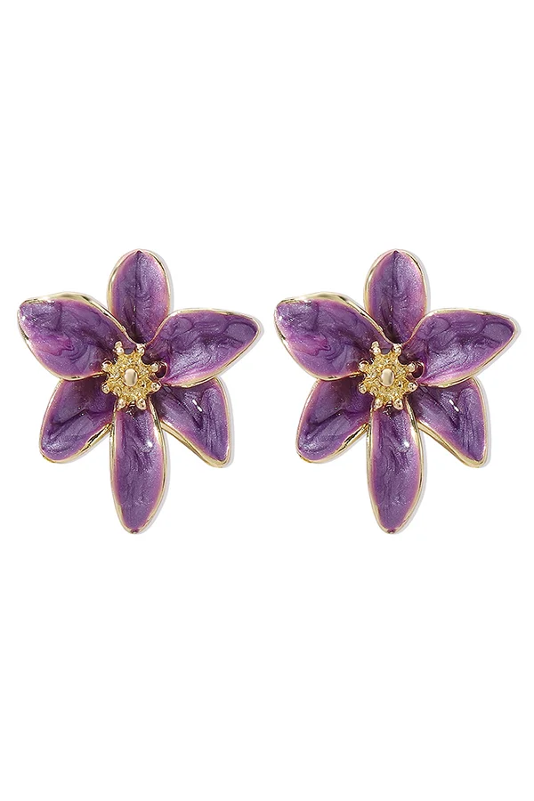 Vintage Colorful Enamel Flower Stud Earrings