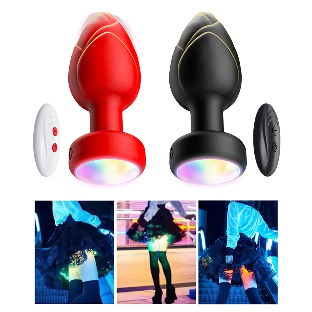 Wireless Remote Glow Butt Plug Vibrating Anal Toy For Couples