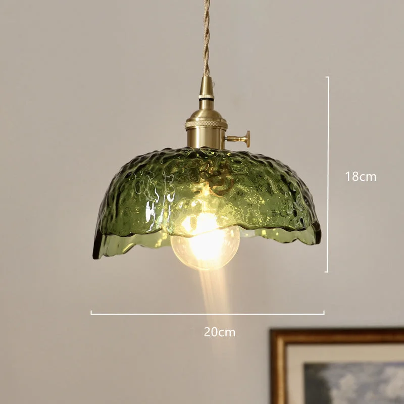 Nordic Hammered Glass Chandelier Brass Pendant Light