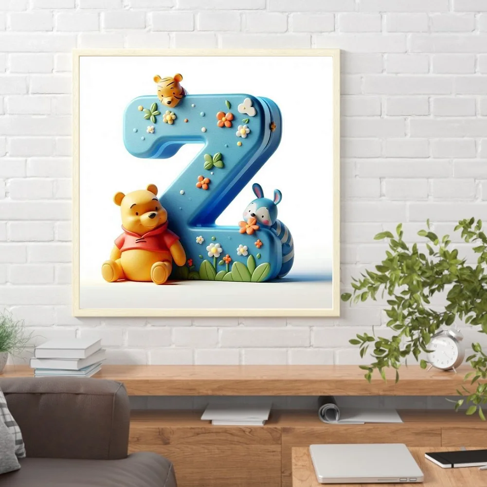 Full Round Diamond Painting 30*30cm - Winnie The Pooh'S 26 Letters Z