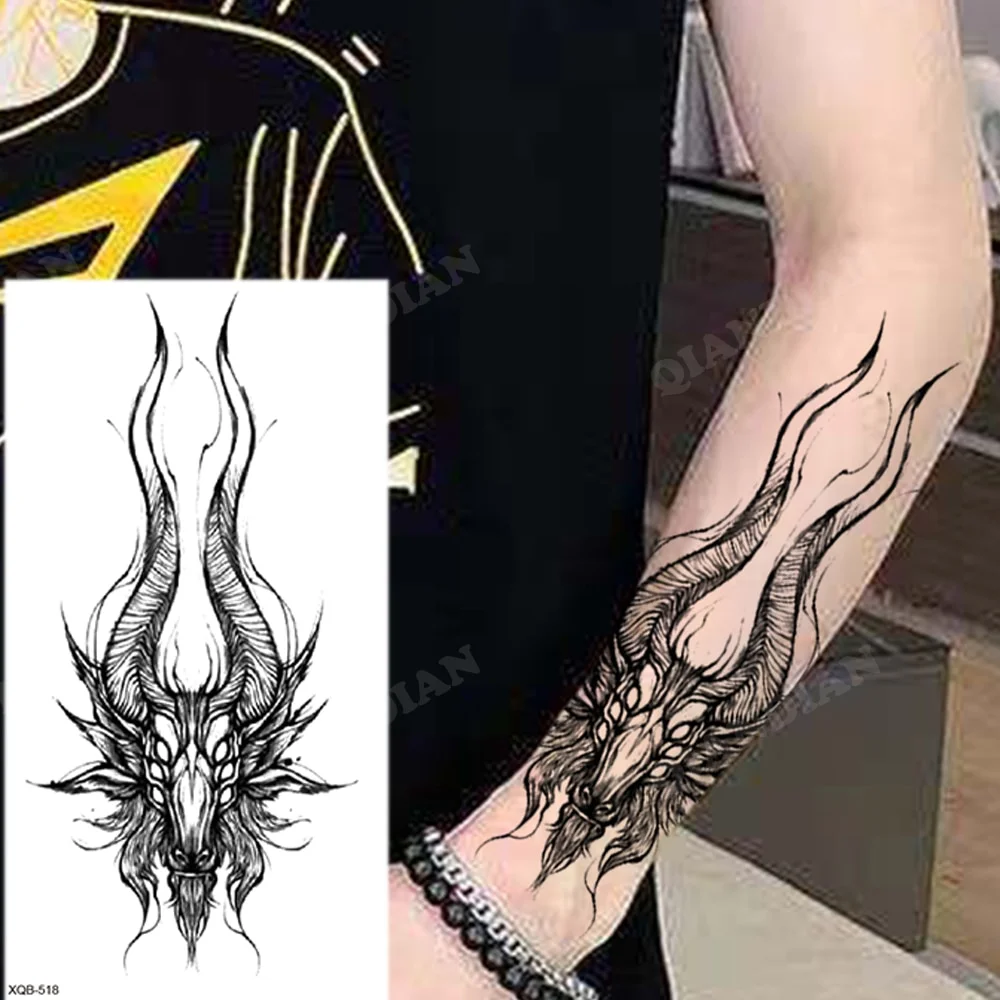 Sdrawing New Waterproof Temporary Tattoo Sticker Forest Lion King Tiger Skull Flash Man Wolf Dragon Body Art Arm Fake Tattoos Women