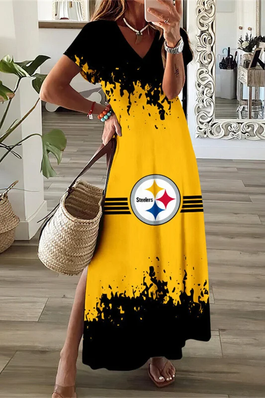 Pittsburgh Steelers
V-Neck Sexy Side Slit Long Dress