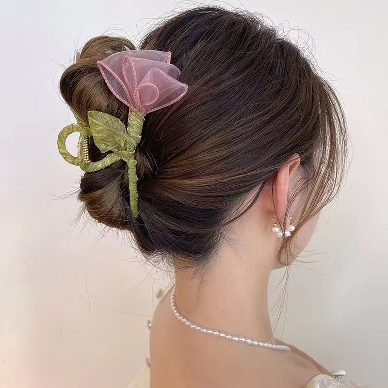 Elegant Tulip Flower Hair Claw Clip - Strong Hold Grip for Thick Hair - Non-Slip Hair Accessory