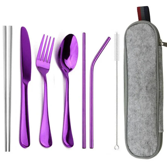 Eco-Friendly Cutlery Set Reusable Flatware with Portable Case
