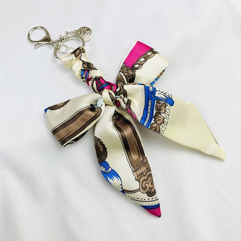 Sweet Minimalist Bow Knot Cloth Metal Unisex Bag Pendant Keychain