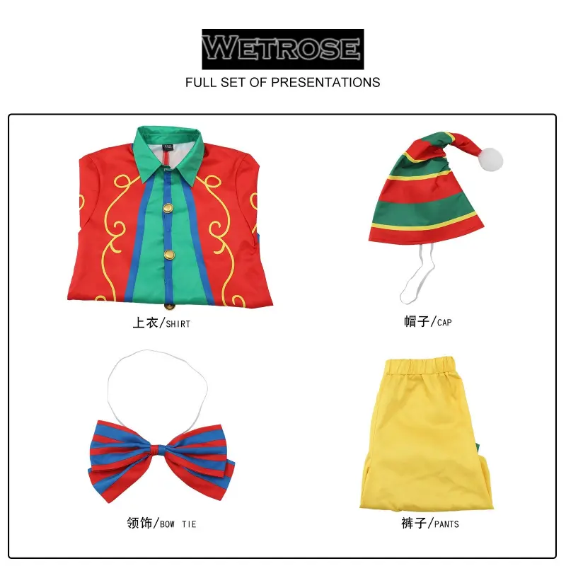 [Wetrose] In Stock Clown Colorful Striped Hat Bow Party Outfit Cosplay Costume Halloween Xmas