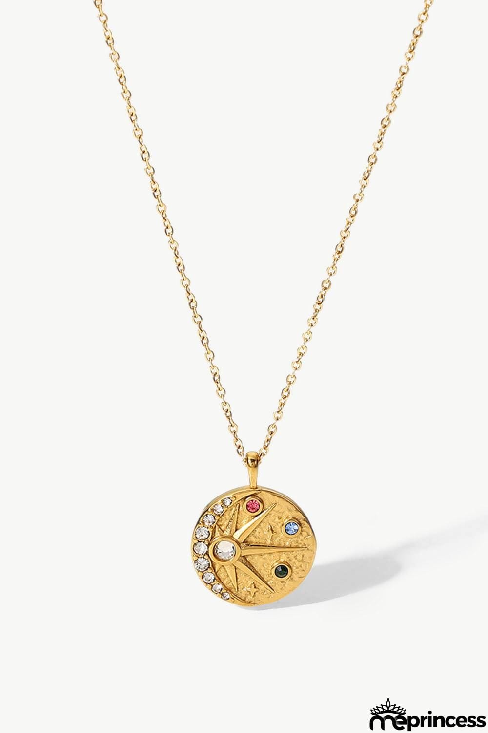 18K Gold Plated Inlaid Zircon Pendant Necklace