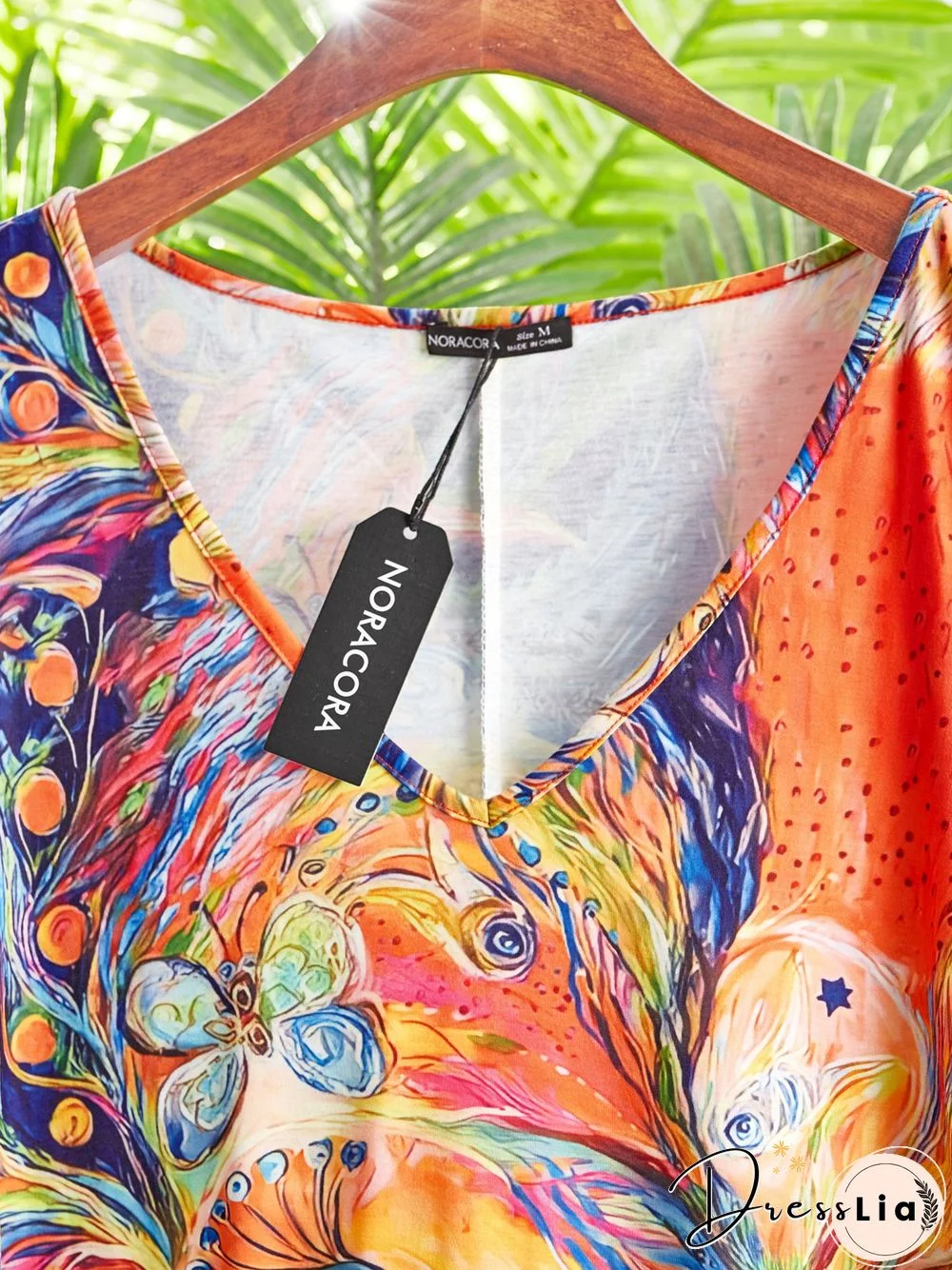 Casual Short Sleeve V Neck Plus Size Printed Dress