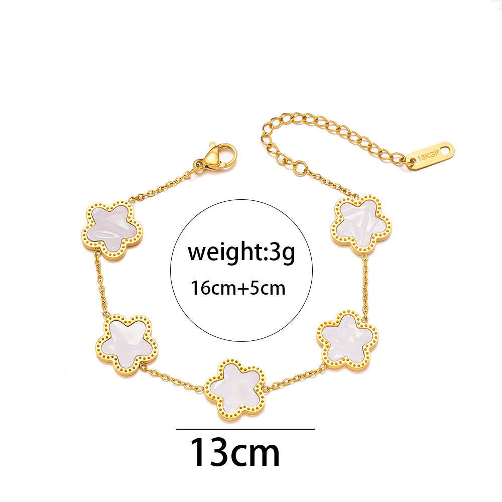 Versatile Women Flower Titanium Steel 18K Gold Plated Bracelets