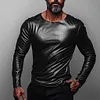 Men's Leather Round Collar Shirt by Inlyline