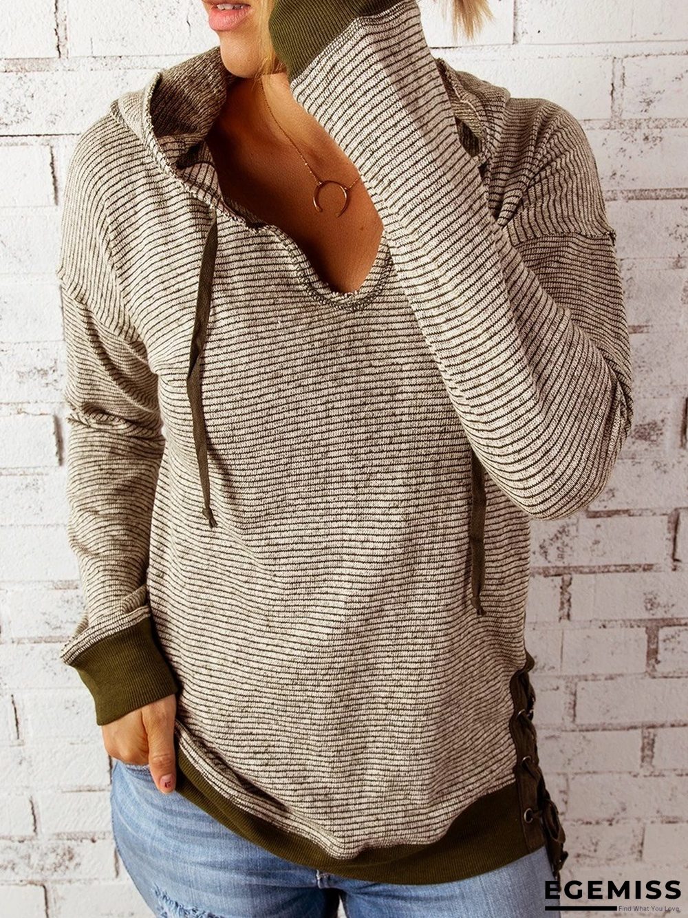 Hoodie Long Sleeve Knitted Shirts & Tops | EGEMISS