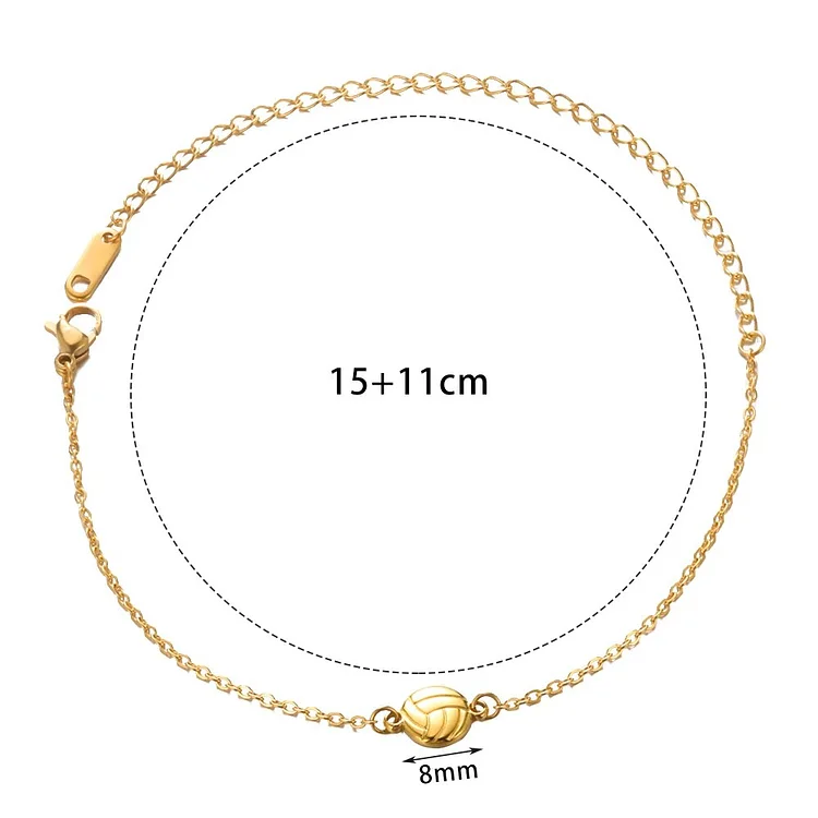 Fulaigao Stainless Steel Soccer Anklet For Women Gold Color Summer Volleyball Baseball Jewelry Accessories Men Gift