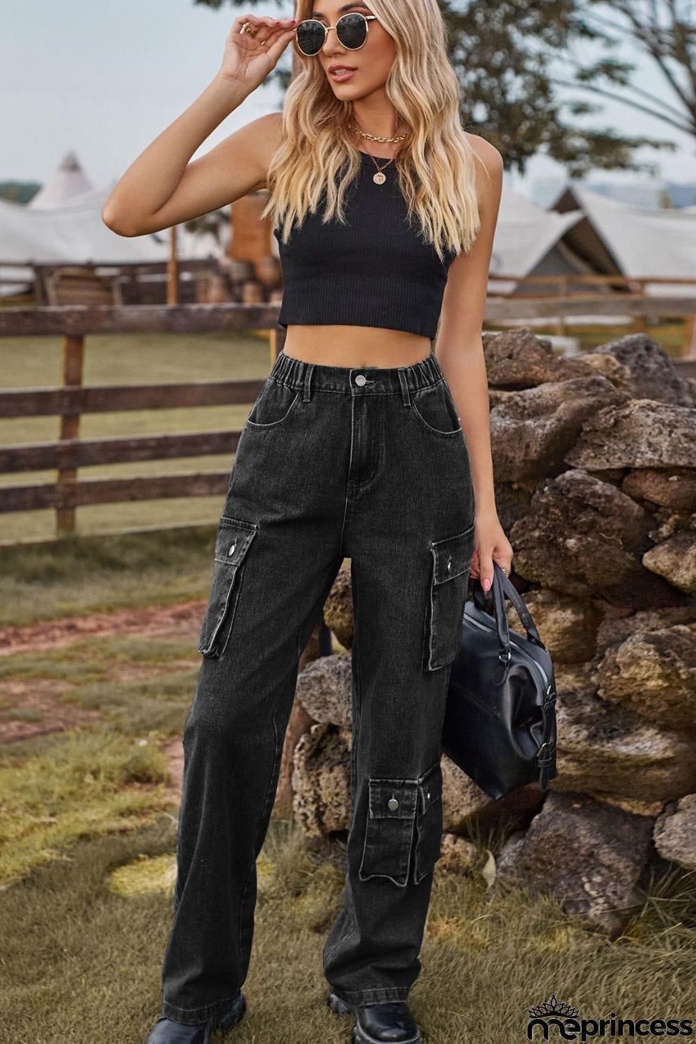 Loose Fit Long Jeans with Pockets